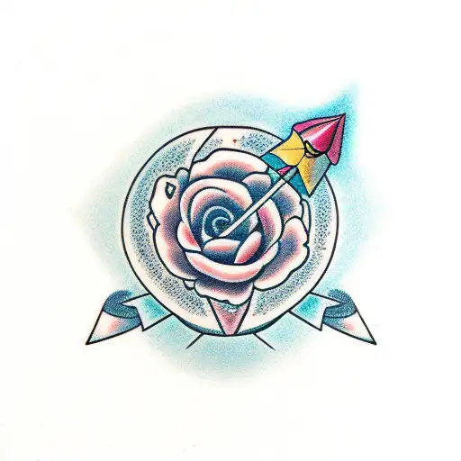 Name Hyacinth Tattooed In An Arrow Heart