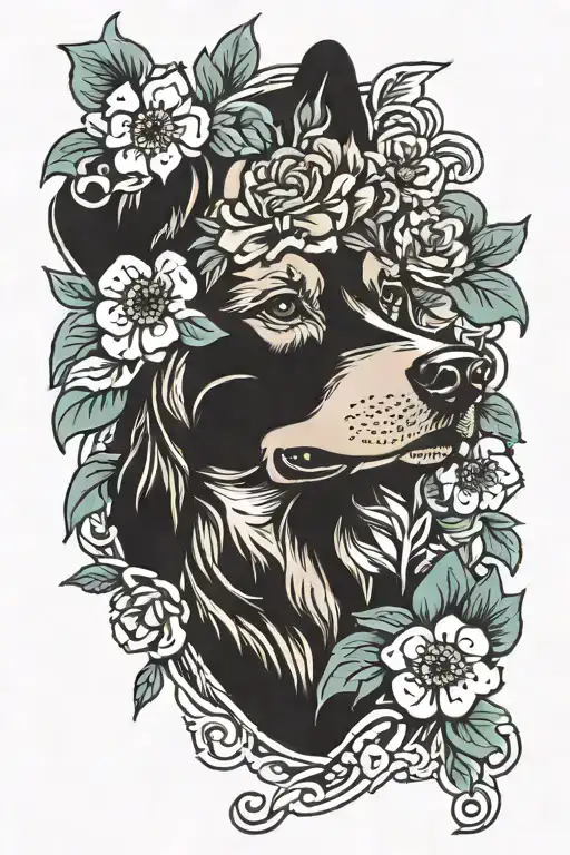 Dog And Flowers