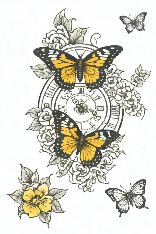 Flower Clock With Butterfly
