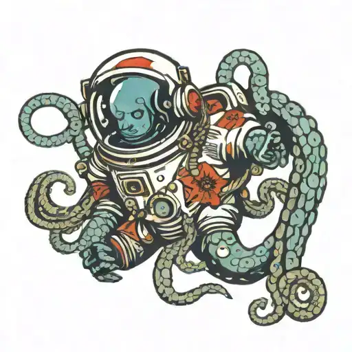 Cosmonaut Ussr Underwater And Octopus
