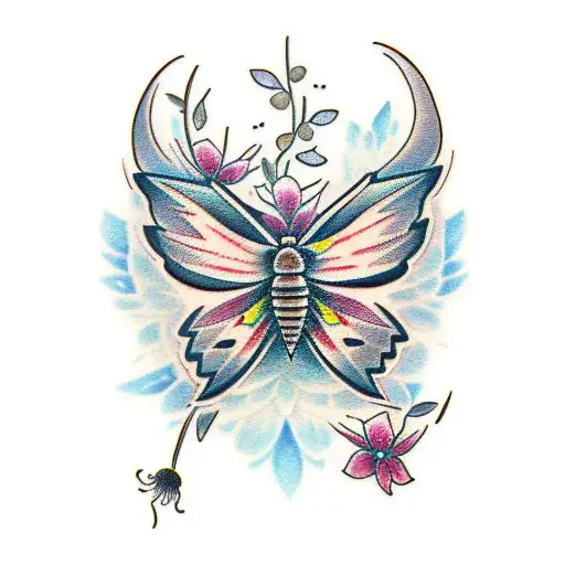 Moth In Some Wildflowers