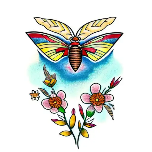 Moth In Some Wildflowers