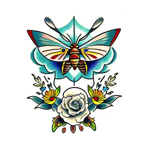 Moth In Some Wildflowers