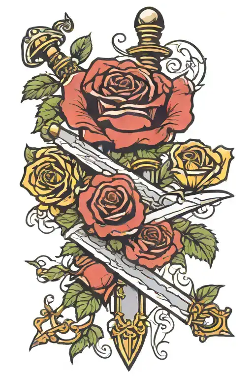Sword With Roses Wrapped