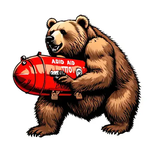 Kodiak Bear Hugging A Red Aid To Navigation Buoy