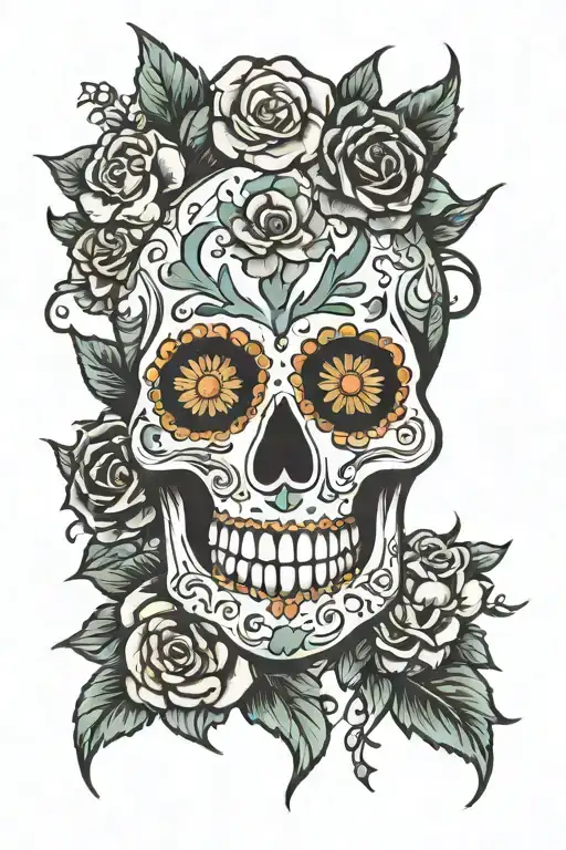 Sugar Skull Flowers Going