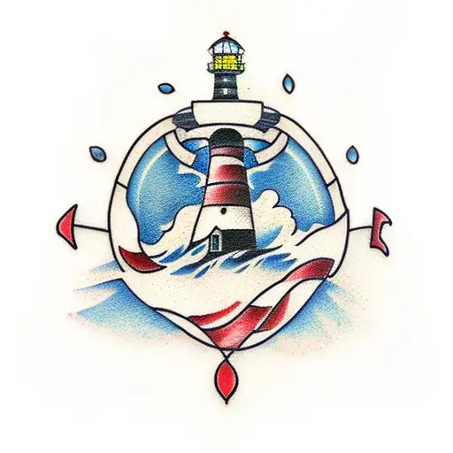Lighthouse And Life Preserver