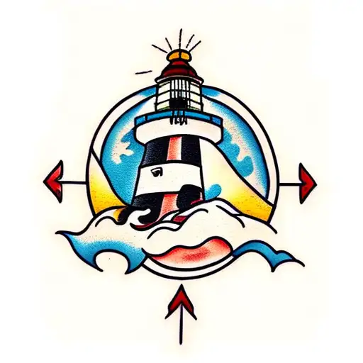 Lighthouse And Life Preserver