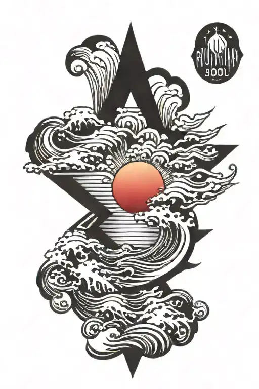 Rising Sun Rising Over Ocean Waves