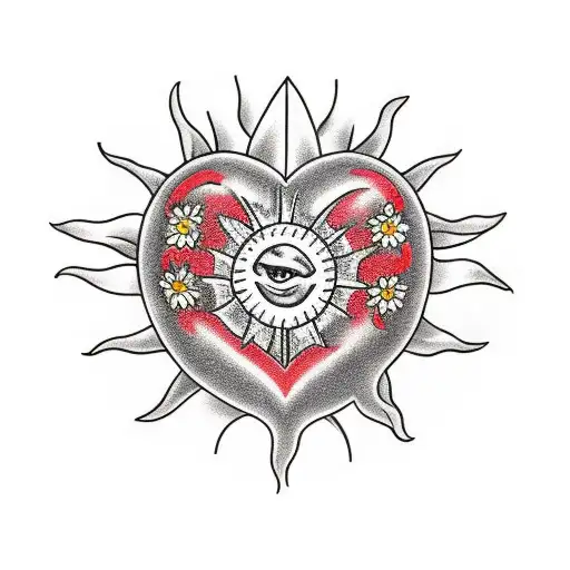 A Real Heart With Wheat And Sun Flowers Inside Artery To Symbolize Love