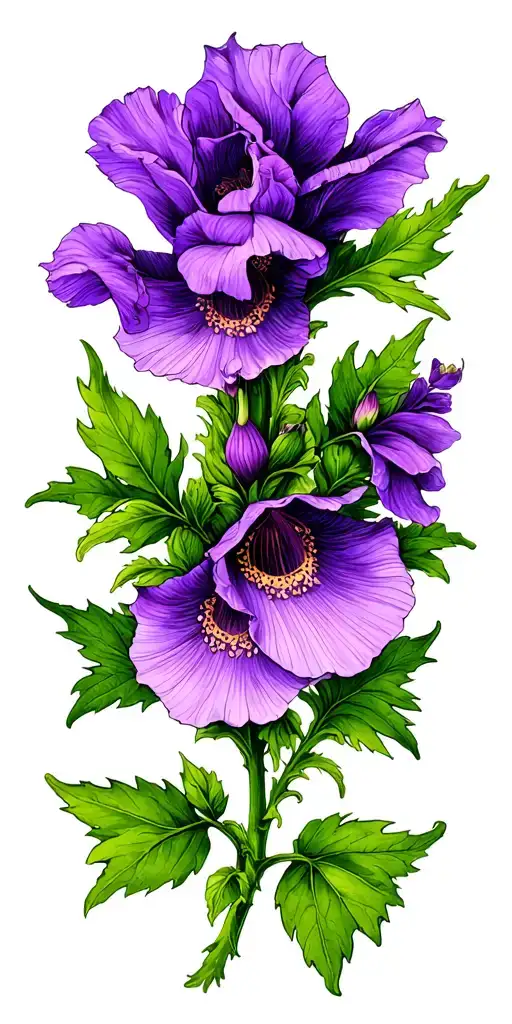 Purple Fox Glove Flower Blooming