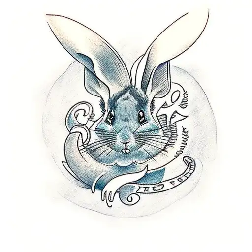 A Traditional Tattoo Featuring A Serene Forest Landscape With Hidden Rodent And Lagomorph Motifs