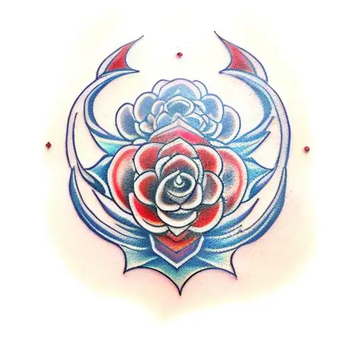 Red Om Symbol With Roses Sleeve