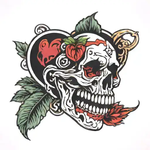 Skull Eating Heart Shape