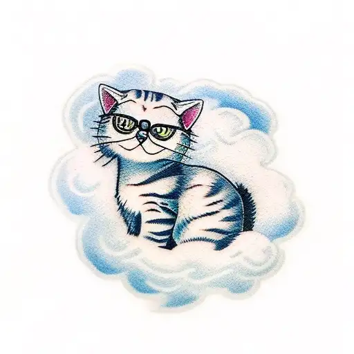 Cute Cat On Clouds
