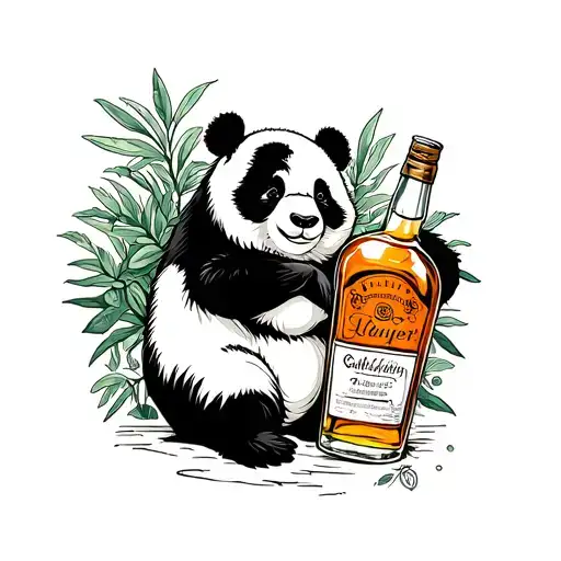 Panda With A Whiskey Bottle