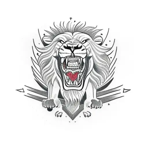 Lion Roaring With A Spartan Coming Out Of Its Mouth