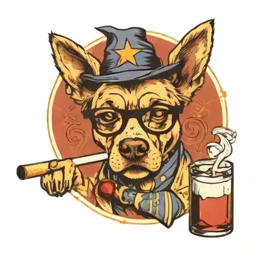 Dog With Glasses And Cigarette Seductive Look