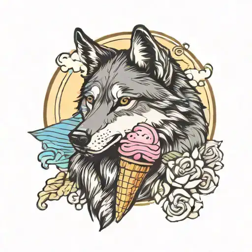 Wolf With Ice Cream