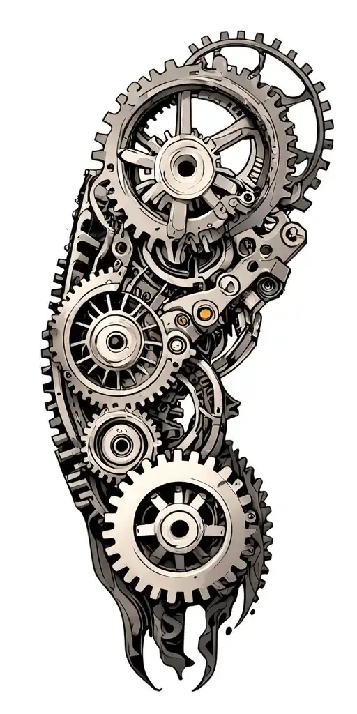 Futuristic Biomechanical Gears And Machinery Mixed Into Biology Of Arm