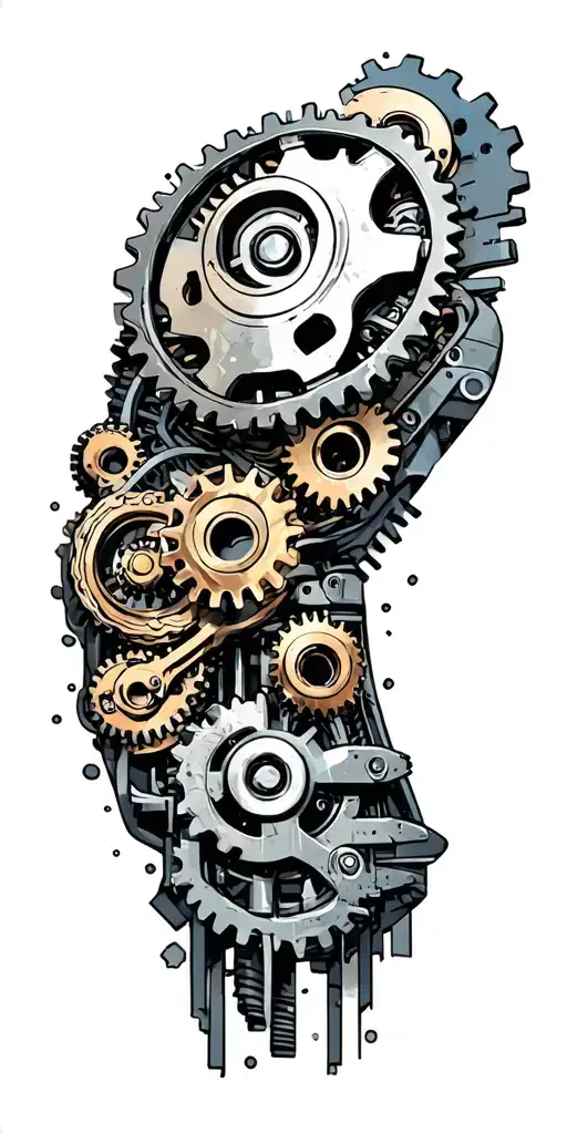 Futuristic Biomechanical Gears And Machinery Mixed Into Biology Of Arm