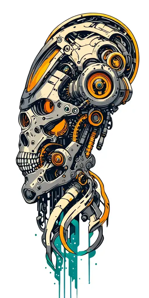 Futuristic Biomechanical Machinery Mixed Into Biology Of Arm