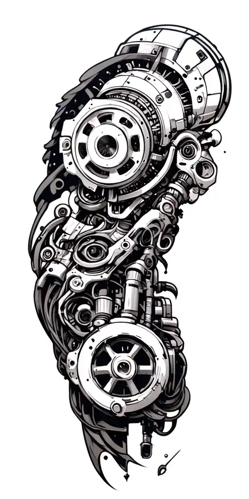 Futuristic Biomechanical Machinery Mixed Into Biology Of Arm