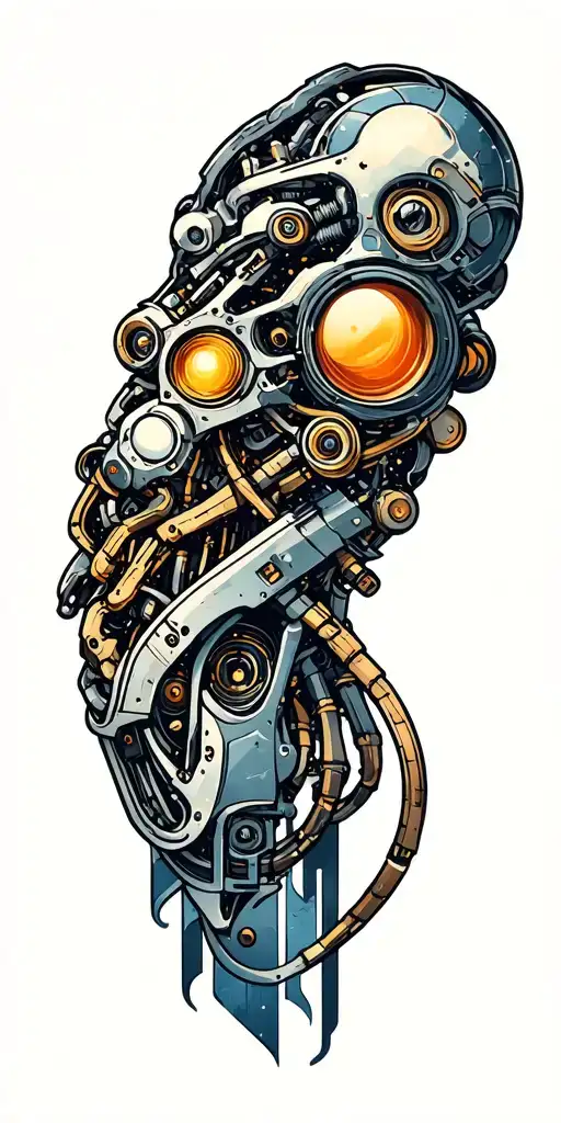 Futuristic Biomechanical Machinery Mixed Into Biology Of Arm