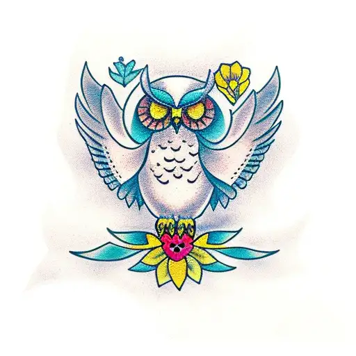 Owl With Flowers