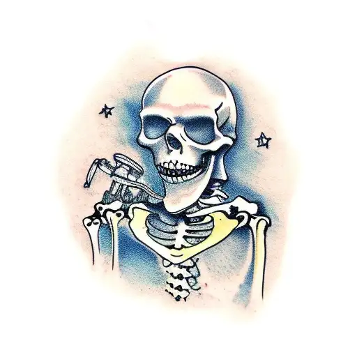 Skeleton With Xxx Bottle