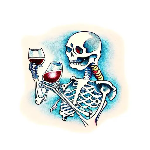 Skeleton Drinking Wine