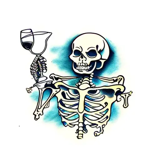 Skeleton Drinking Wine