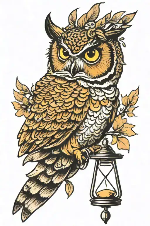 Great Horned Owl And Hour Glass