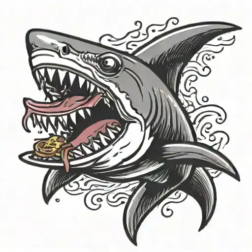 Beautiful Shark Eating Pizza