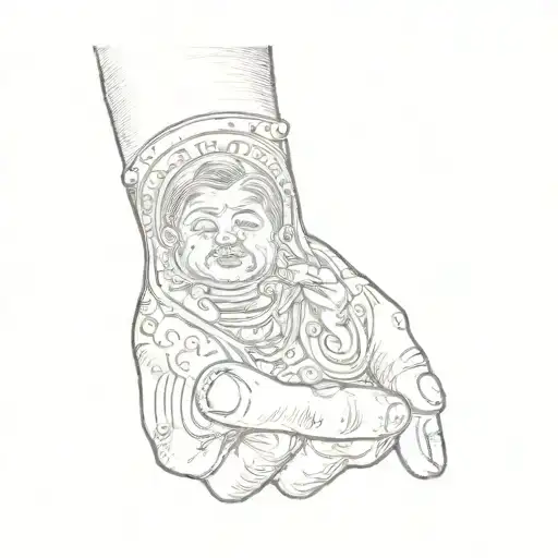 A Hand With A Tattoo Of A Baby