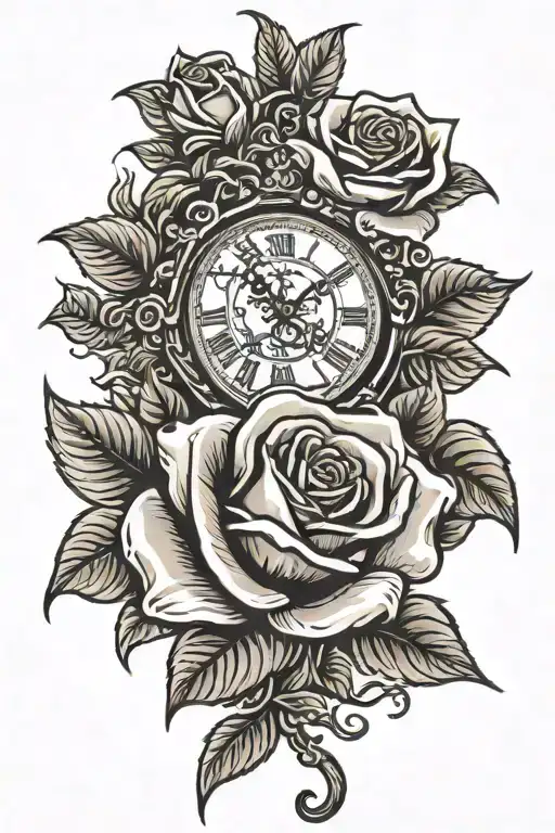 Clock With Rose Wrapped Around It