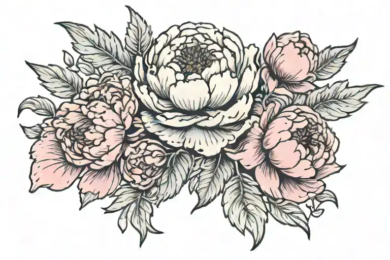 Peony Flower Crescent Moon