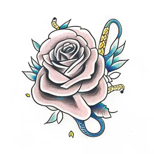 Colored Snake With Flowers