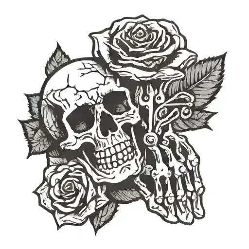 Skeleton Hand And Rose