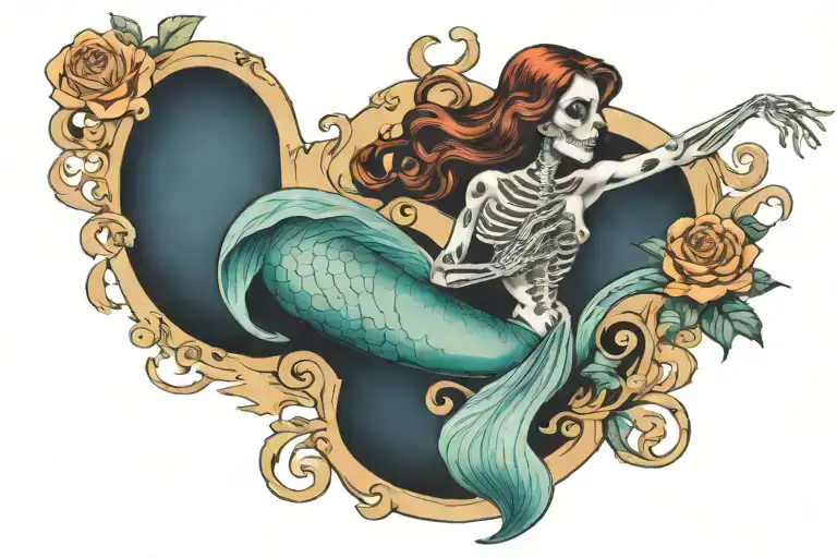 Skeleton Mermaid Sitting
