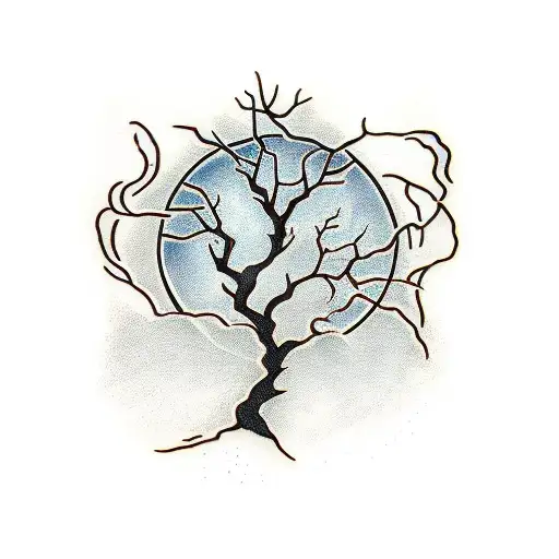 A Wine Bottle And Glass Intertwined With A Tree Branch