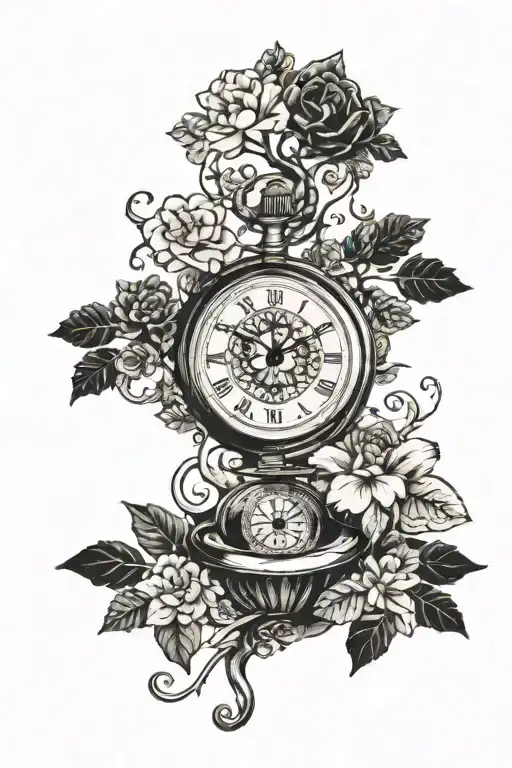 Tree Of Life In Compas Pocket Watch Black