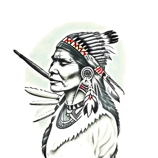 Female Native American Riding An Alligator