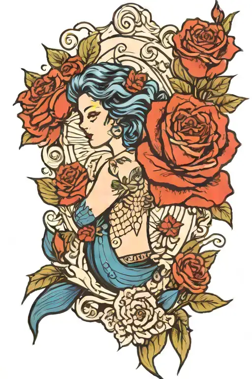 Blue Roses And Mermaid Theme
