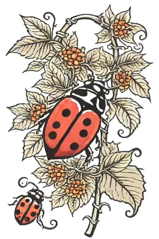 Lady Bug On A Vine Thin Long