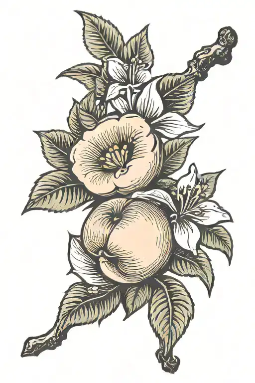 Si Dios Quiere Lettering With A Peach On A Branch