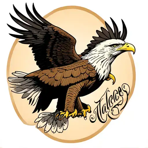 Womb Tattoo Featuring A Bald Eagle