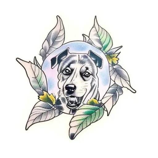 Dog Mark With Stems And Leaves