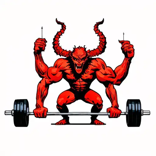 Demon Deadlifting In New York City Skyline