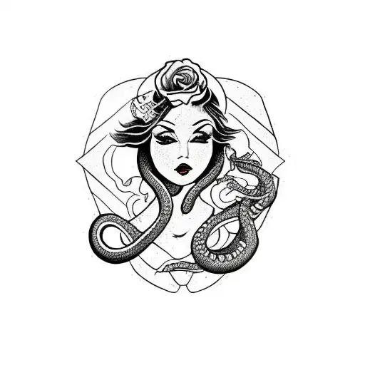 Woman Wrapped By Snake